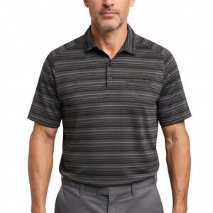 Calvin Klein Men's Charcoal Grey Striped Cotton Polo Shirt sz XL